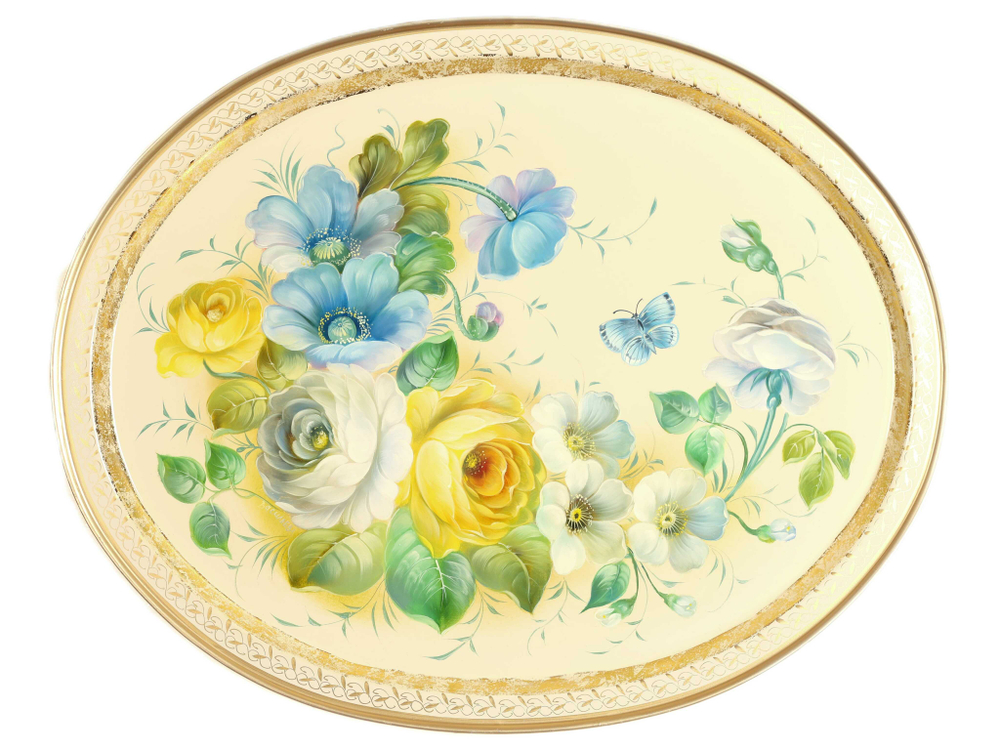 Жостовский поднос декоративный, размер 51х41 см (A26), металлический