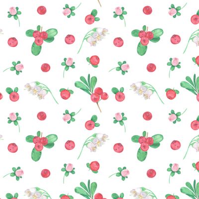 Клюква. Красные ягоды принт. Полевые цветы
