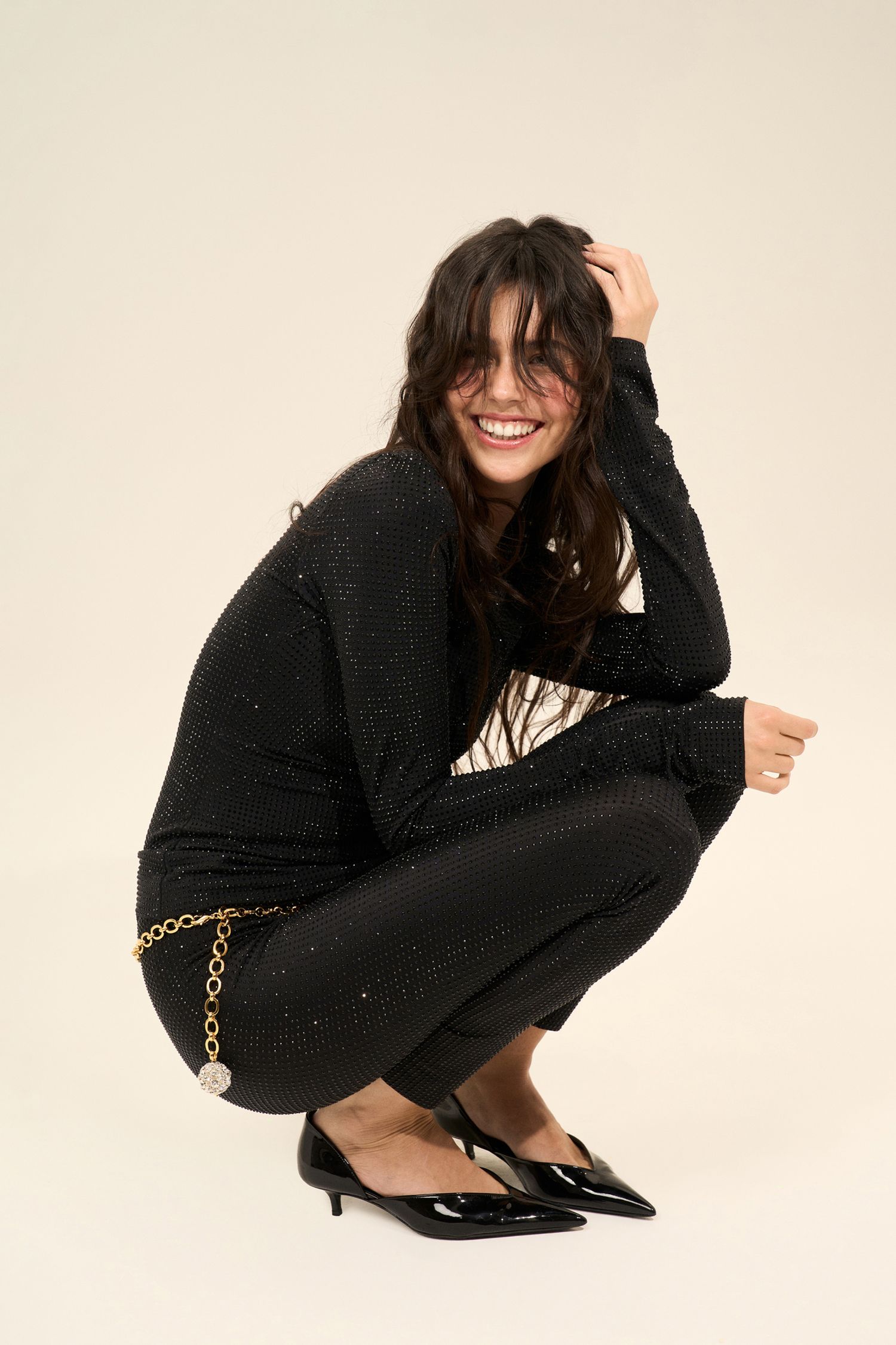 Леггинсы из страз (Catwoman), черные стразы