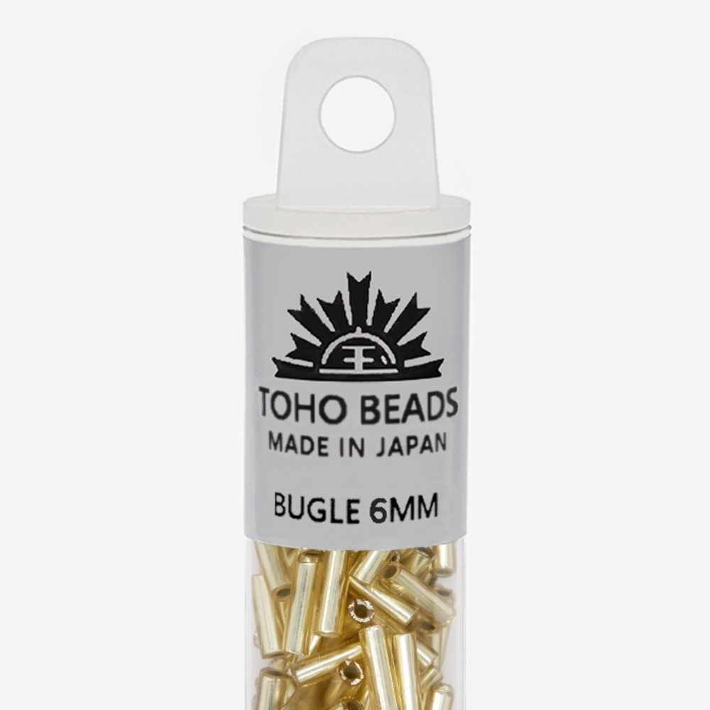 Японский бисер TOHO Bugle (стеклярус) 6mm (№22F), с внутренним серебрением, прозрачный матовый