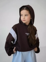 Худи для девочки коричневый с завязками