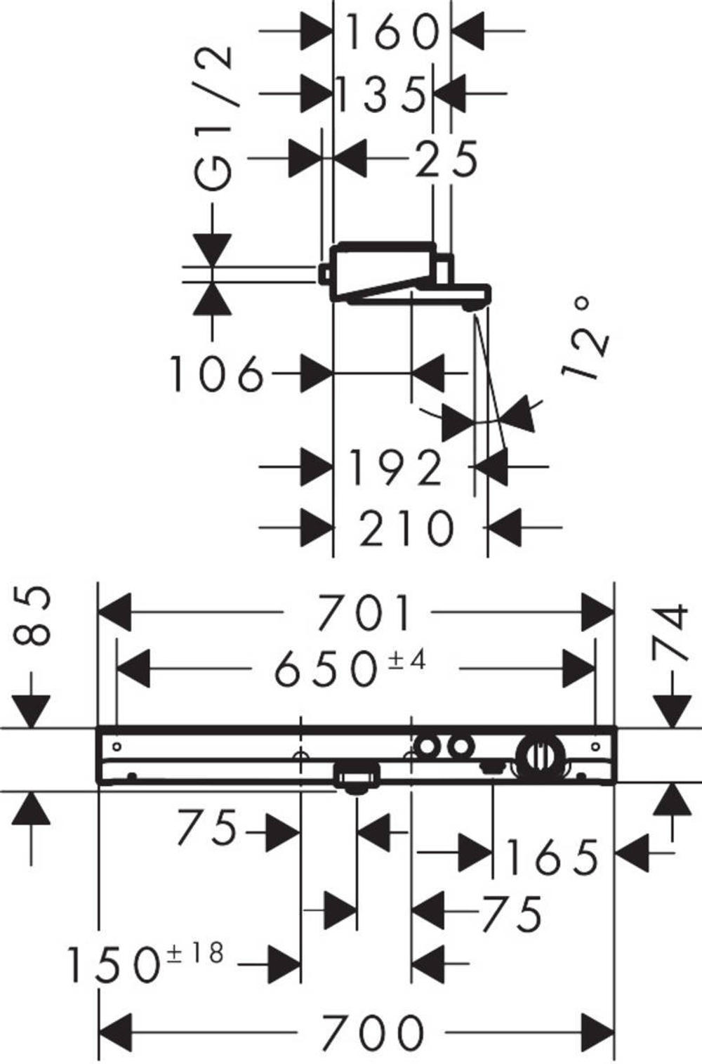 Термостат 13183000 ShowerTablet Select  для ванны ShowerTabletSelect 700, BM