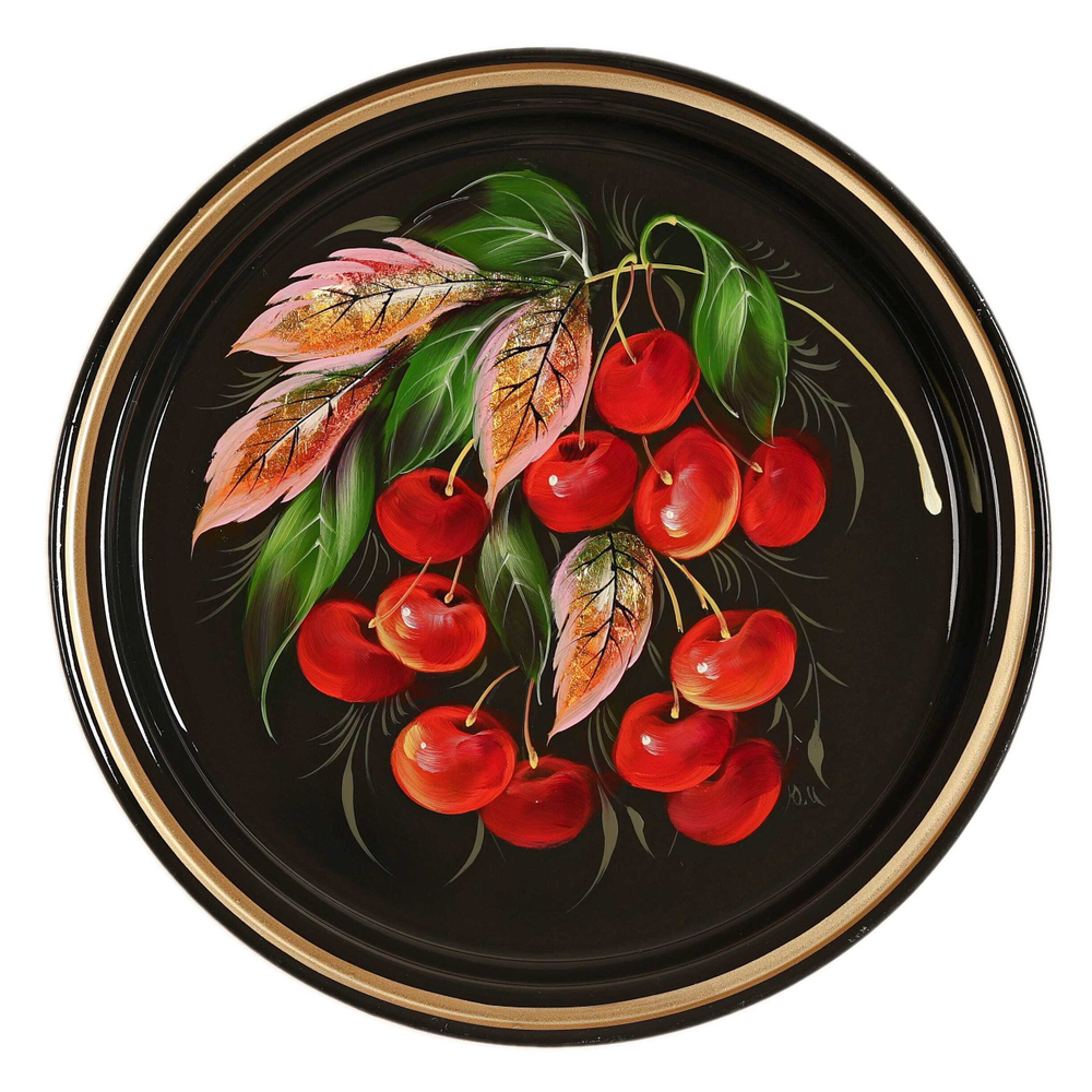 Жостовский поднос декоративный, размер 22 см (A5), металлический