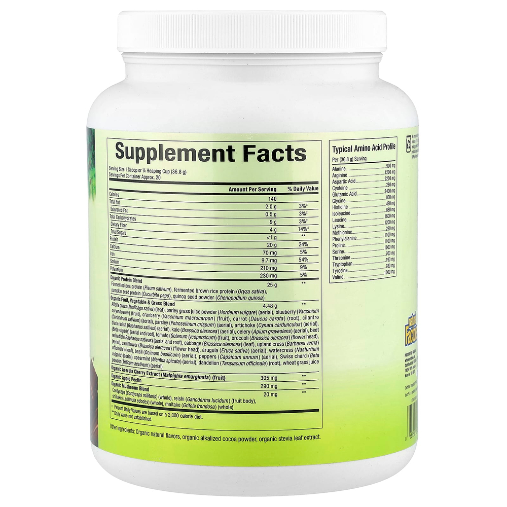 Natural Factors, Whole Earth & Sea, Organic Protein & Greens, Chocolate, 1.62 lbs (736 g)