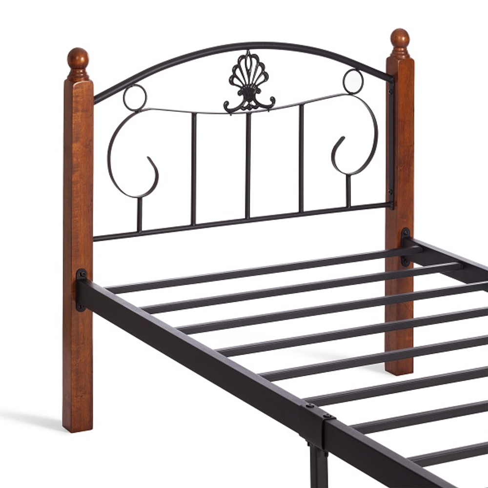 Кровать РУМБА (AT-203)/ RUMBA дерево гевея/металл, 90*200 см (Queen bed), красный дуб/черный