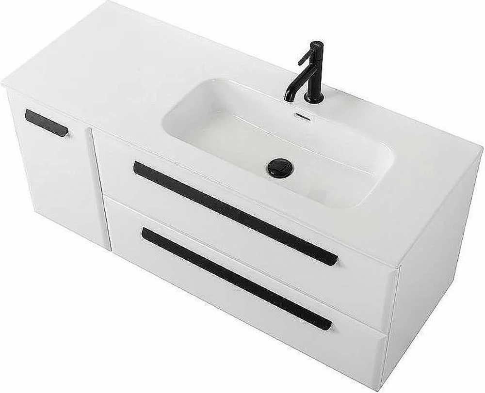 Тумба с раковиной Cezares ECO-CER-N 120 ECO-CER-N-1200-2C-1A-SO-BL белая глянцевая