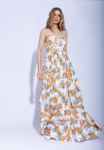 Женское платье-сарафан макси с цветочным узором