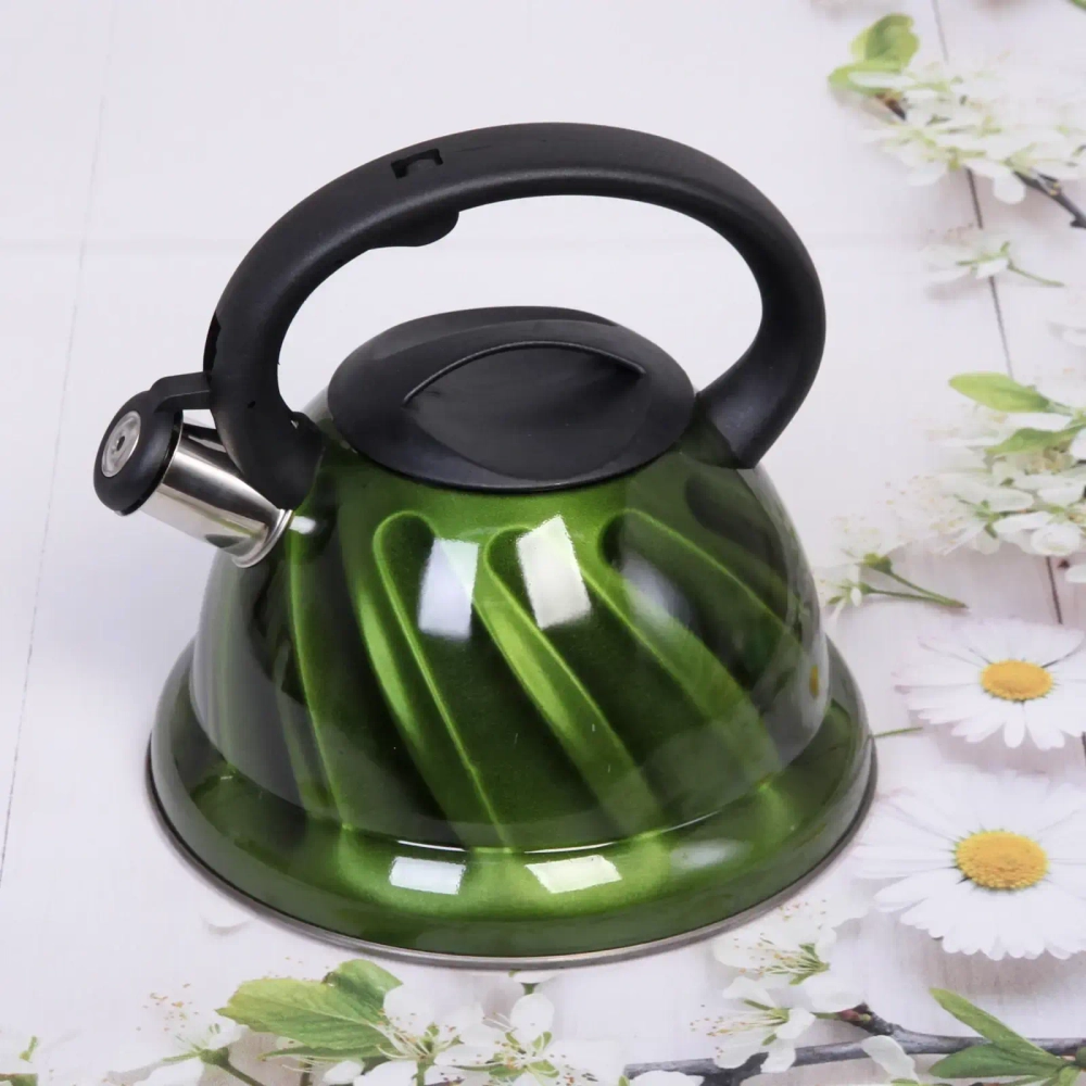 Чайник из нержавеющей стали 3,2л «Юпитер» со свистком, зеленый