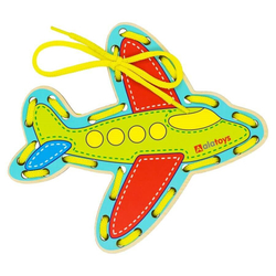 Шнуровка "Самолетик", развивающая игрушка для детей, обучающая игра из дерева