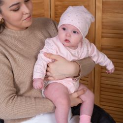 Боди и шапочка "Звездочки" розовый для новорожденных и детей до 1 года, ALARYSPEOPLE