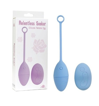Виброяйцо Relentless Seeker с пультом ДУ 10 режимов голубое