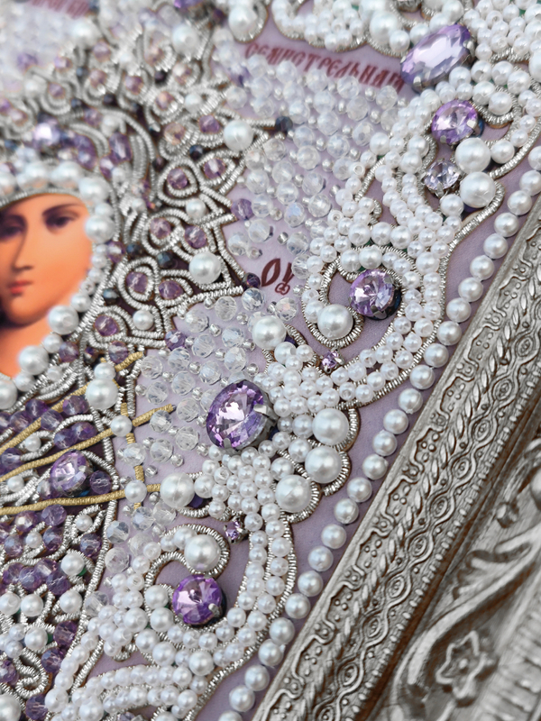 ЖС-4-СФ Набор для вышивания хрустальными камнями Богородица Семистрельная (сиреневый)