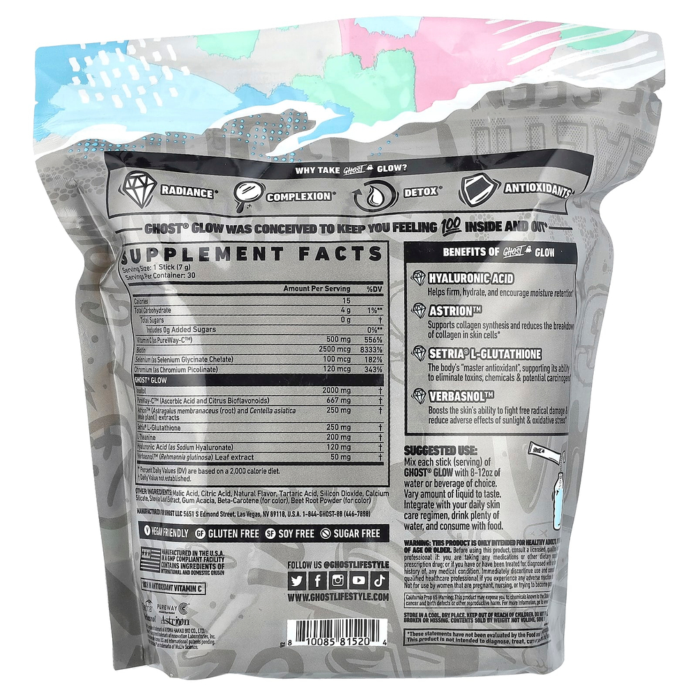 Ghost, Glow, манго и маргарита, 30 палочек по 7 г (0,25 унции)