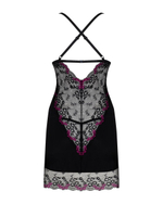 Роскошная короткая сорочка Vanessme с кружевными вставками (Размер: L-XL) (Цвет: черный)