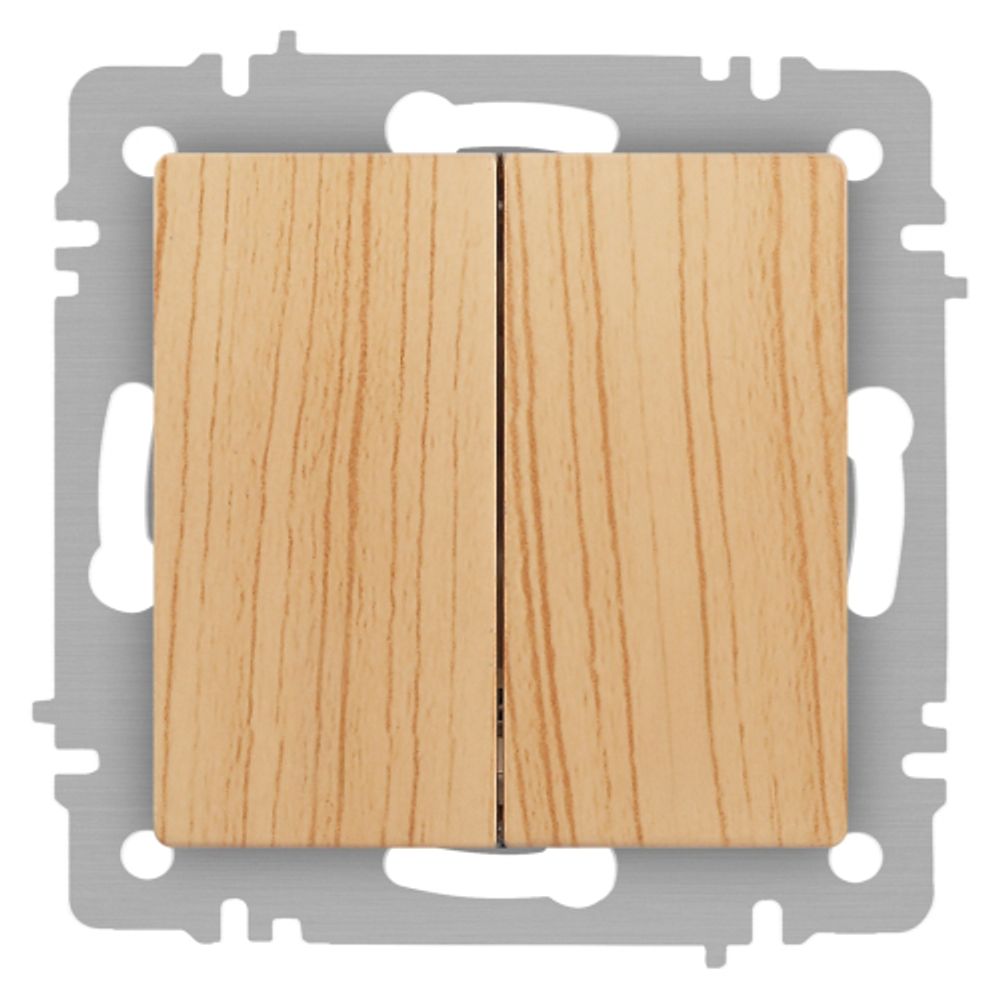 Выключатель Intro Accent 6-104-11 двойной, 10А-250В, IP20, СУ, AL/CU, сосна | Intro