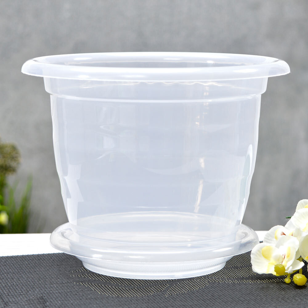 Горшок для орхидеи 2л с поддоном прозрачный