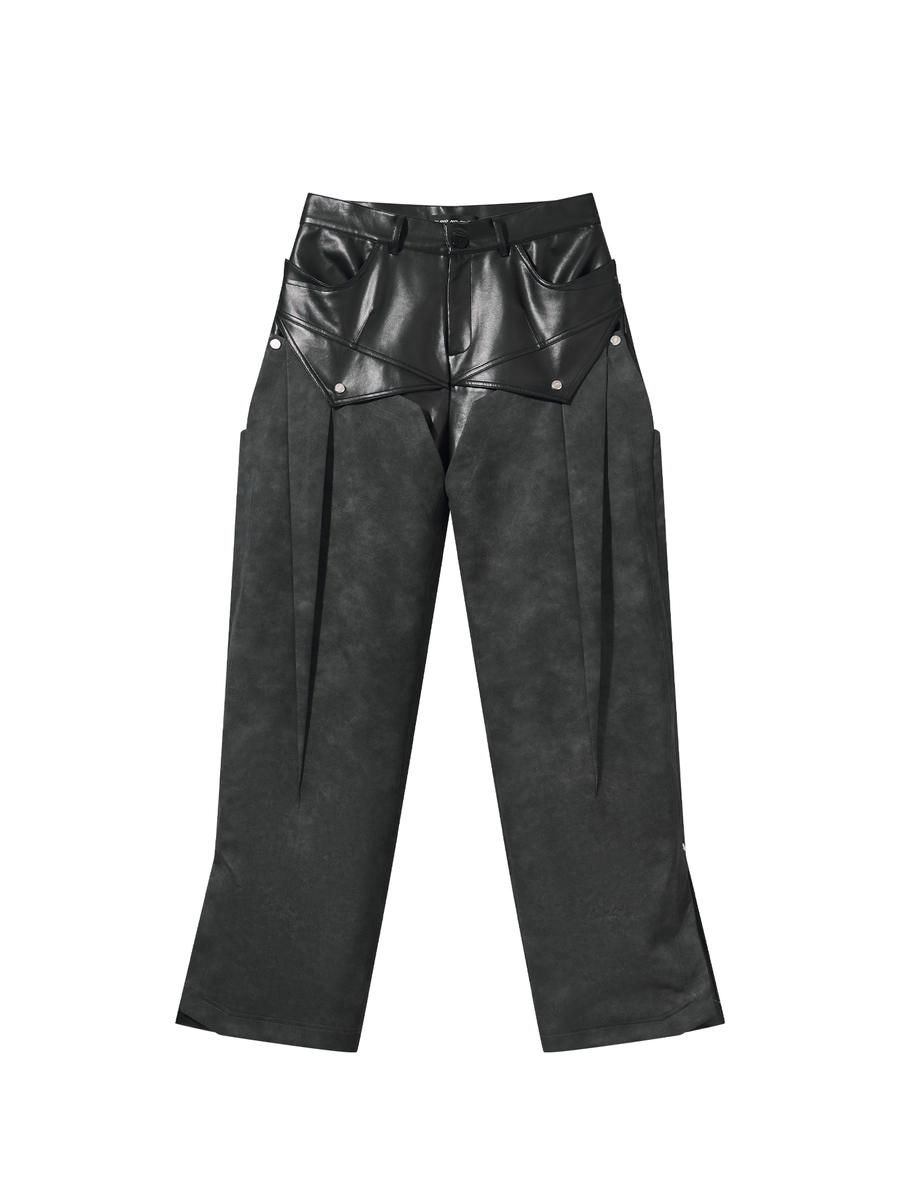 Брюки BLIND "Two-Layered" Deconstructed Leather Pants