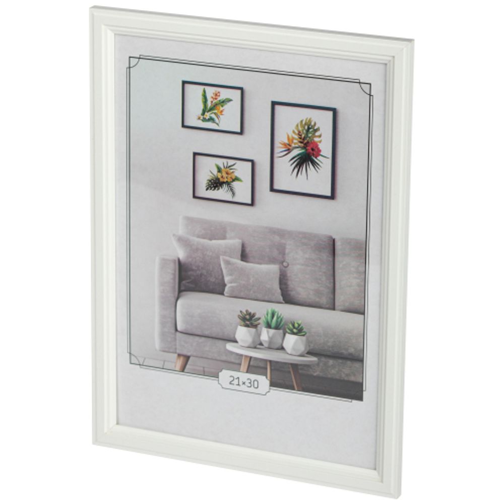 Фоторамка Image Art С22 МДФ универсальная 21х30 цвет белый вставка прозрачный пластик