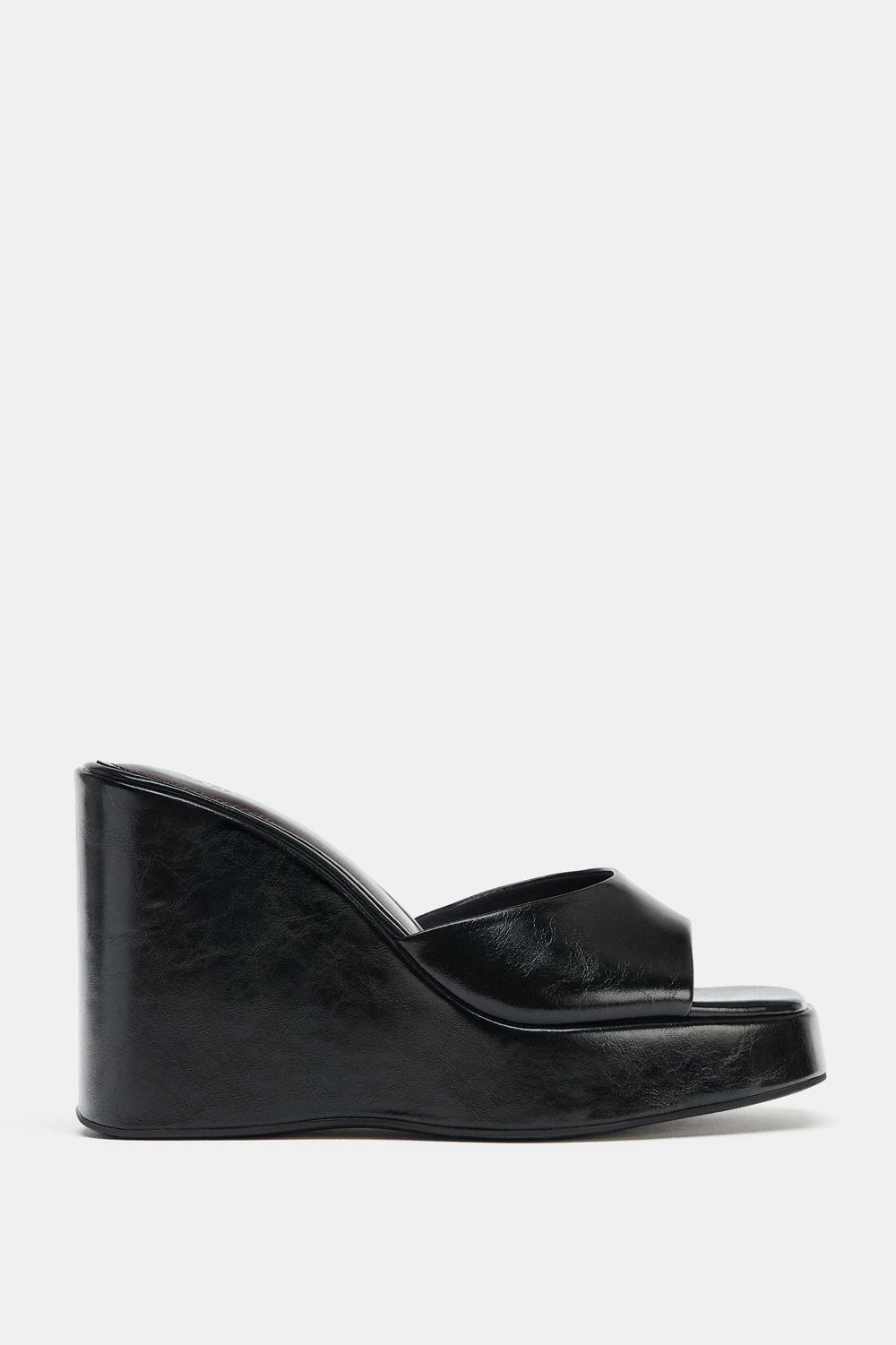 ZARA БОСОНОЖКИ НА ТАНКЕТКЕ, ЧЕРНЫЙ