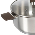 Кастрюля нерж, 4.8 л, с крыш, крышка стекло, Daniks, Savory, SD-A95-24, серебр, индукц