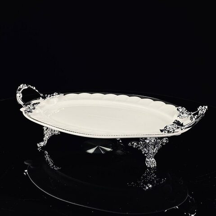 Lenardi 205-930 Блюдо 30,5см на ножках с ручками ATLANTIS в под.уп.(х18)Фарфор