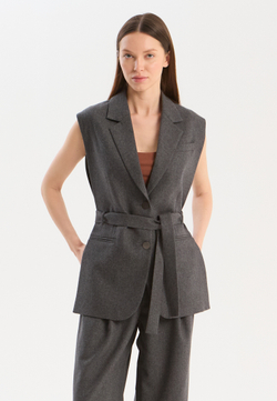 Жилет с поясом из смесовой шерсти