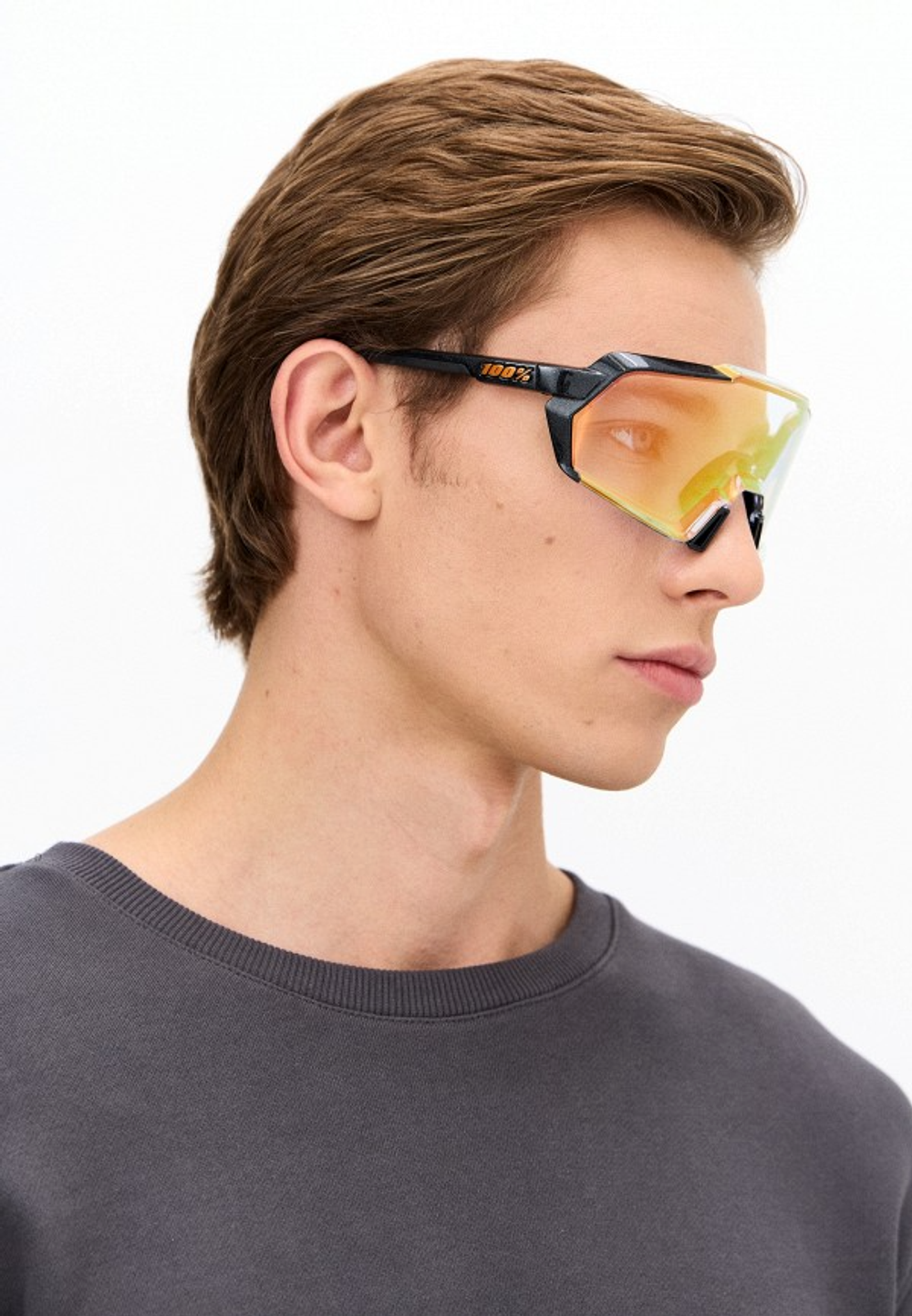 Спортивные очки 100% Korbin / Gloss Metallic Black / Orange Flash Mirror Photochromic