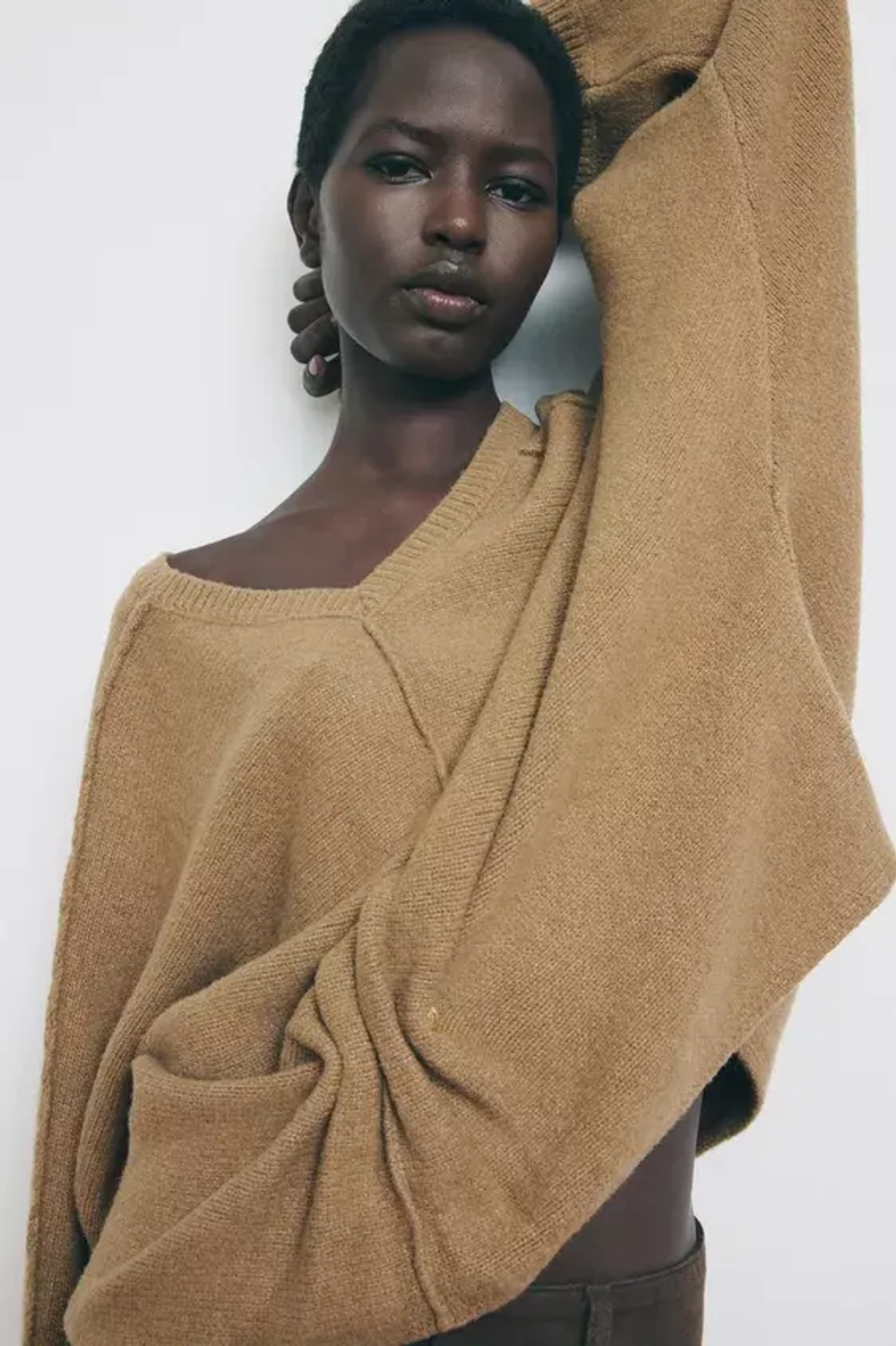Zara v neck sweater hot sale