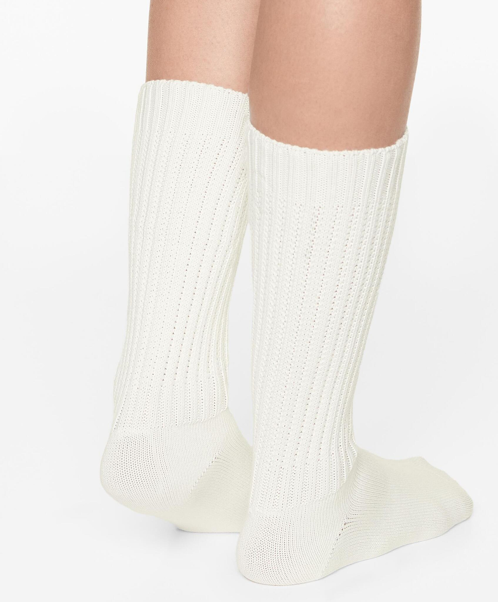 Oysho Хлопковые высокие носки, белый
