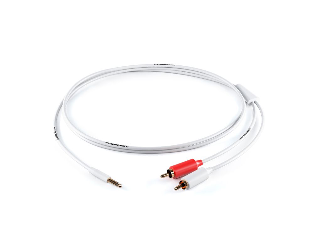 PROCAST cable M-MJ/2RCA.2 Межблочный кабель 3,5mm miniJack TRS-2RCA(male), длина 2m, белый