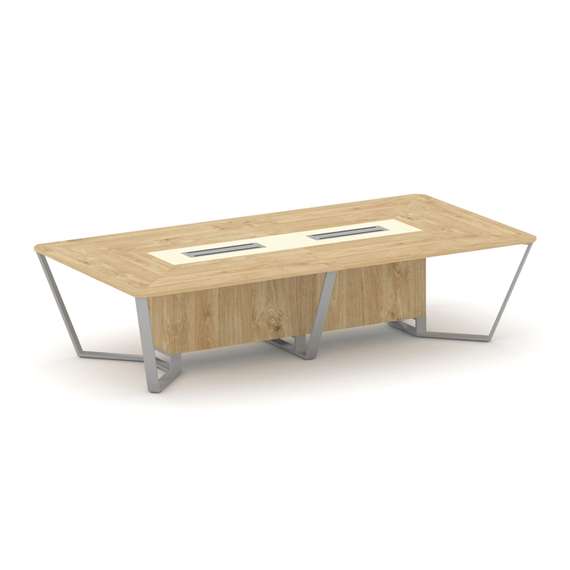 Steel Meet Стол переговорный прямоугольный KMK-PR.B.SP-12 Тиквуд Светлый/Ваниль Глянец/Металл Серый