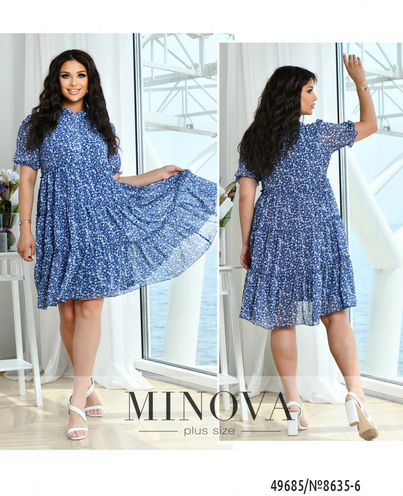Платье 8635-6-синий -джинс Minova