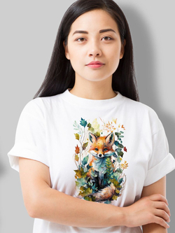 Футболка белая хлопковая с принтом милая сова дизайн акварель оверсайз