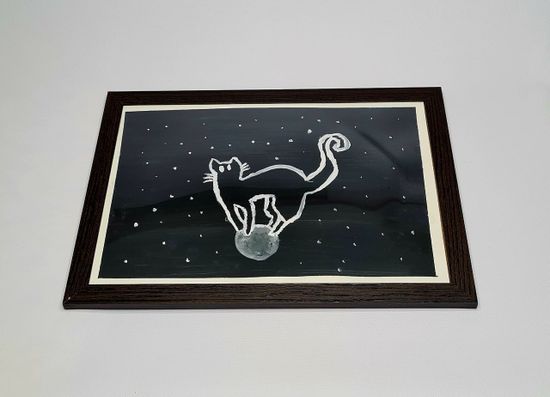 Картина в рамке "Кот на луне"