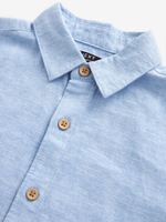 Рубашка льняная с коротким рукавом для мальчика Next 907-584, Голубой