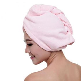 Тюрбан полотенце для сушки волос с пуговицей Розовый