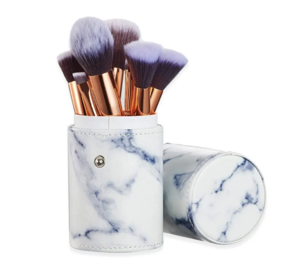Набор из 10 кисточек для нанесения макияжа в футляре-тубусе Premium brushes Marble