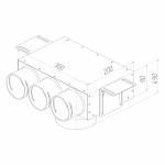 Присоединительная коробка потолочная VPSL 125/75×3 на 3 выхода (L=400 мм), круглая