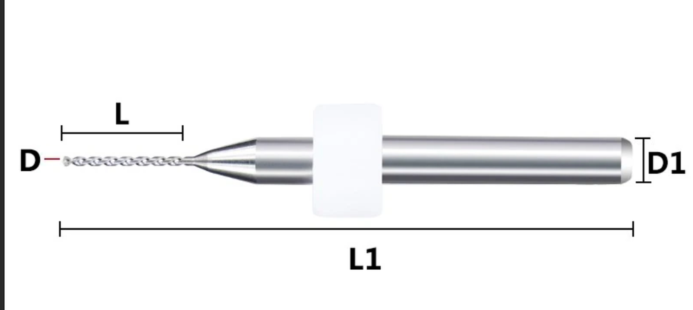 Сверло 0.8 мм для печатных плат (диаметр под патрон 3.175мм)