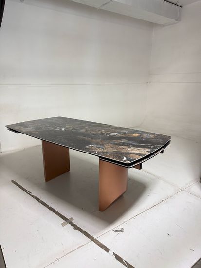 Стол ПУАНТО 200 TITANIUM LAWA NERO, керамика / МЕДЬ каркас