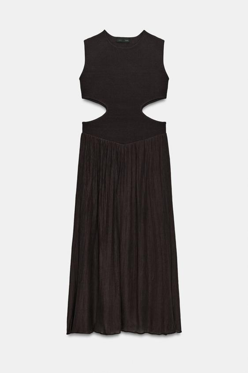 ZARA КОМБИНИРОВАННОЕ ТРИКОТАЖНОЕ ПЛАТЬЕ С ВЫРЕЗАМИ, КОРИЧНЕВЫЙ