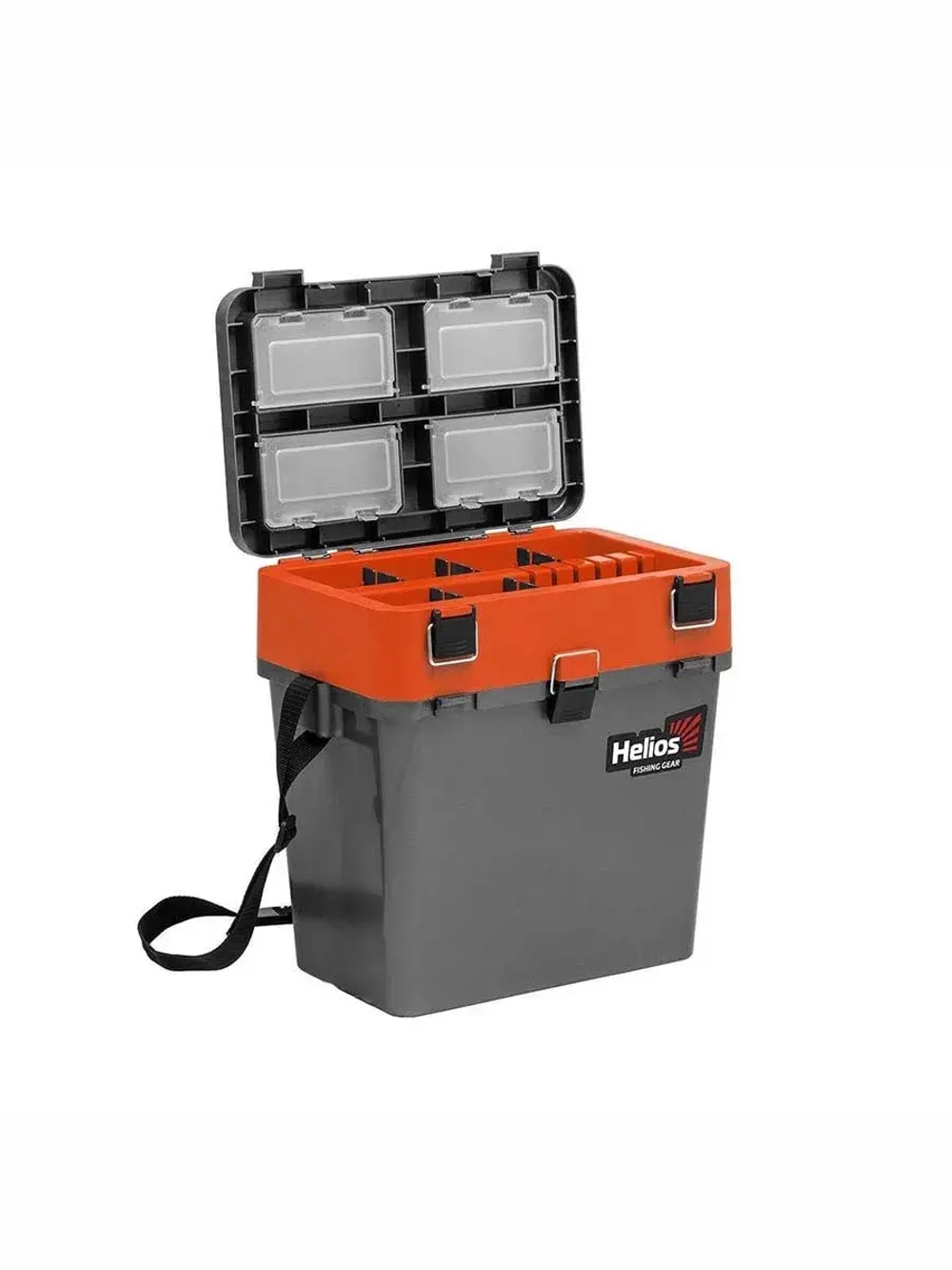 Ящик рыболовный зимний для хранения снастей серый/оранжевый
