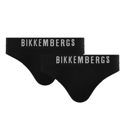 Мужские трусы брифы черные набор 2 в 1 Bikkembergs ELEGANCE BKK1USP10BI/2