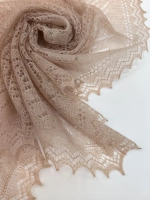 Оренбургский пуховый платок-паутинка А120-29 бежевый