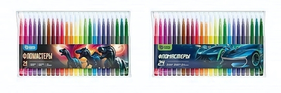 Фломастеры 24цв. классические "Микс для мальчиков" круглый корп. смываемые, блист. (Schoolformat)