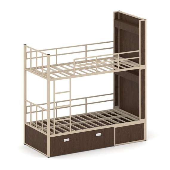 Overnight Кровать 2-х ярусная ON.K2-001 Венге Цаво/Металл Капучино 2080*950*2260