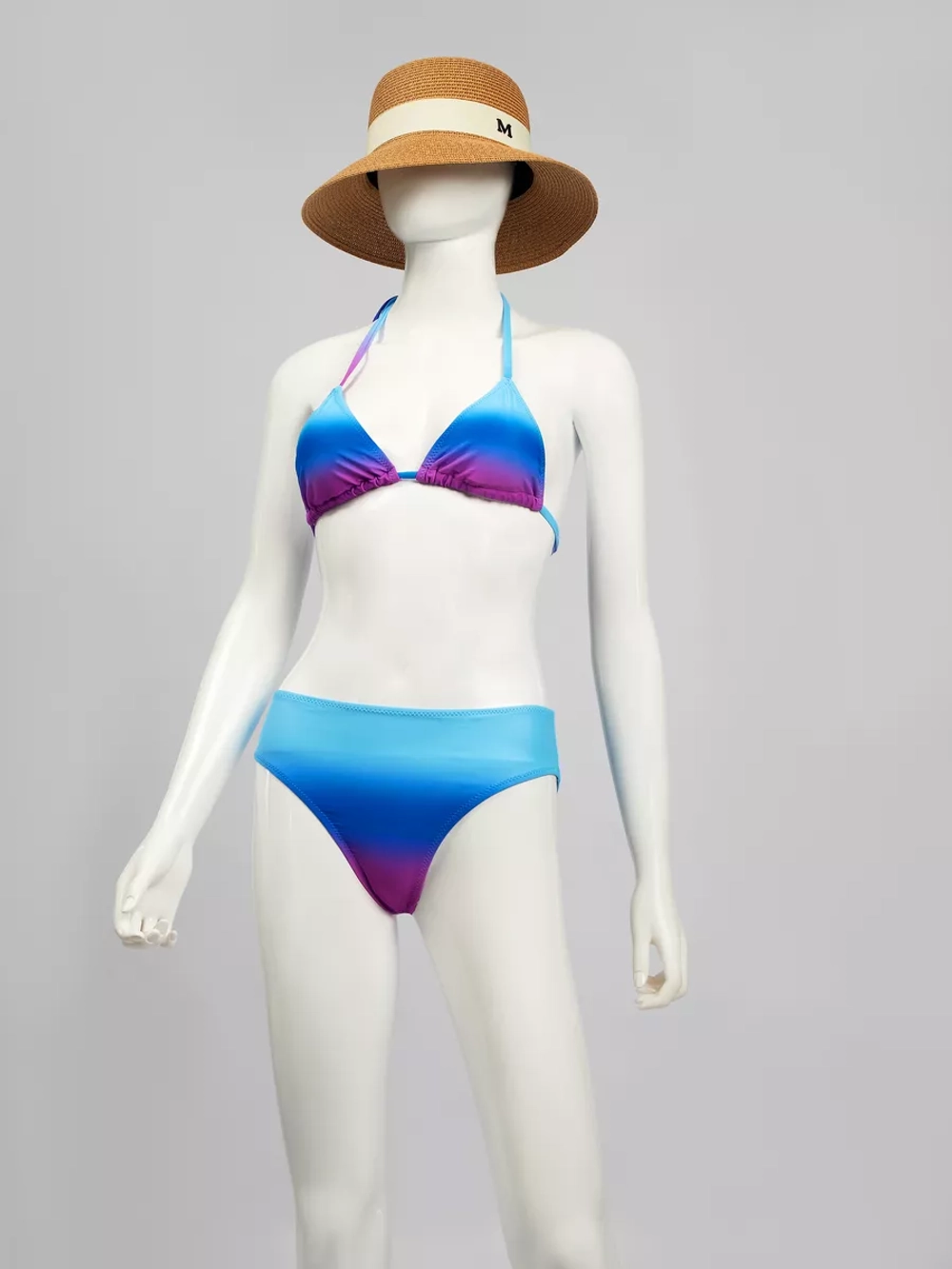 купальник раздельный 3 в 1 на завязках с туникой удлиненной