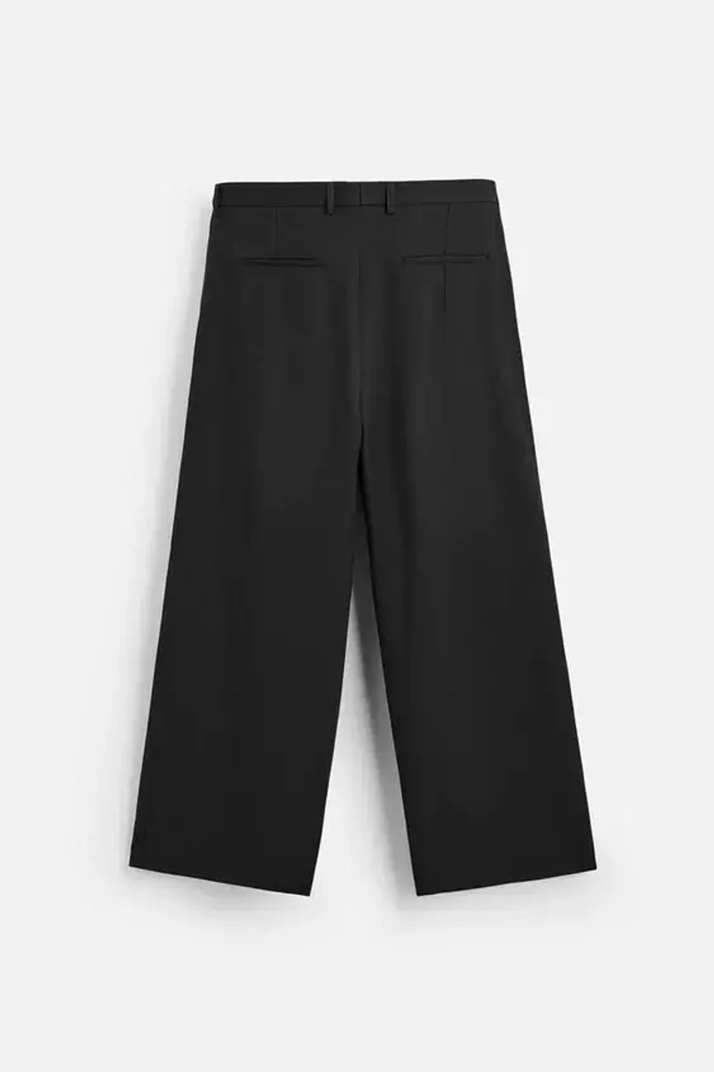 ZARA БРЮКИ WIDE-LEG СО СКЛАДКАМИ, ЧЕРНЫЙ