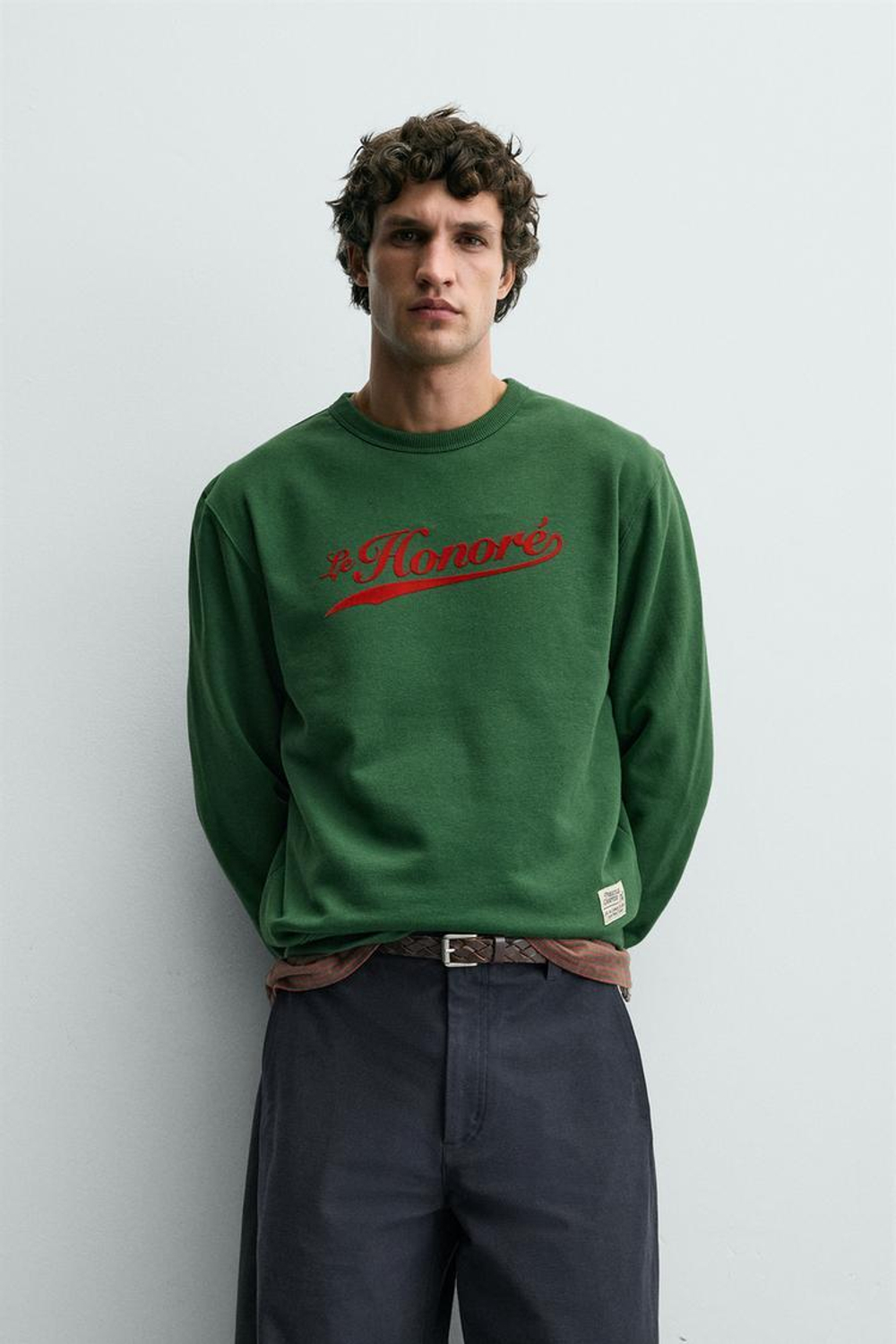 ZARA ТОЛСТОВКА С КОМБИНИРОВАННЫМ ПРИНТОМ, ЗЕЛЕНЫЙ