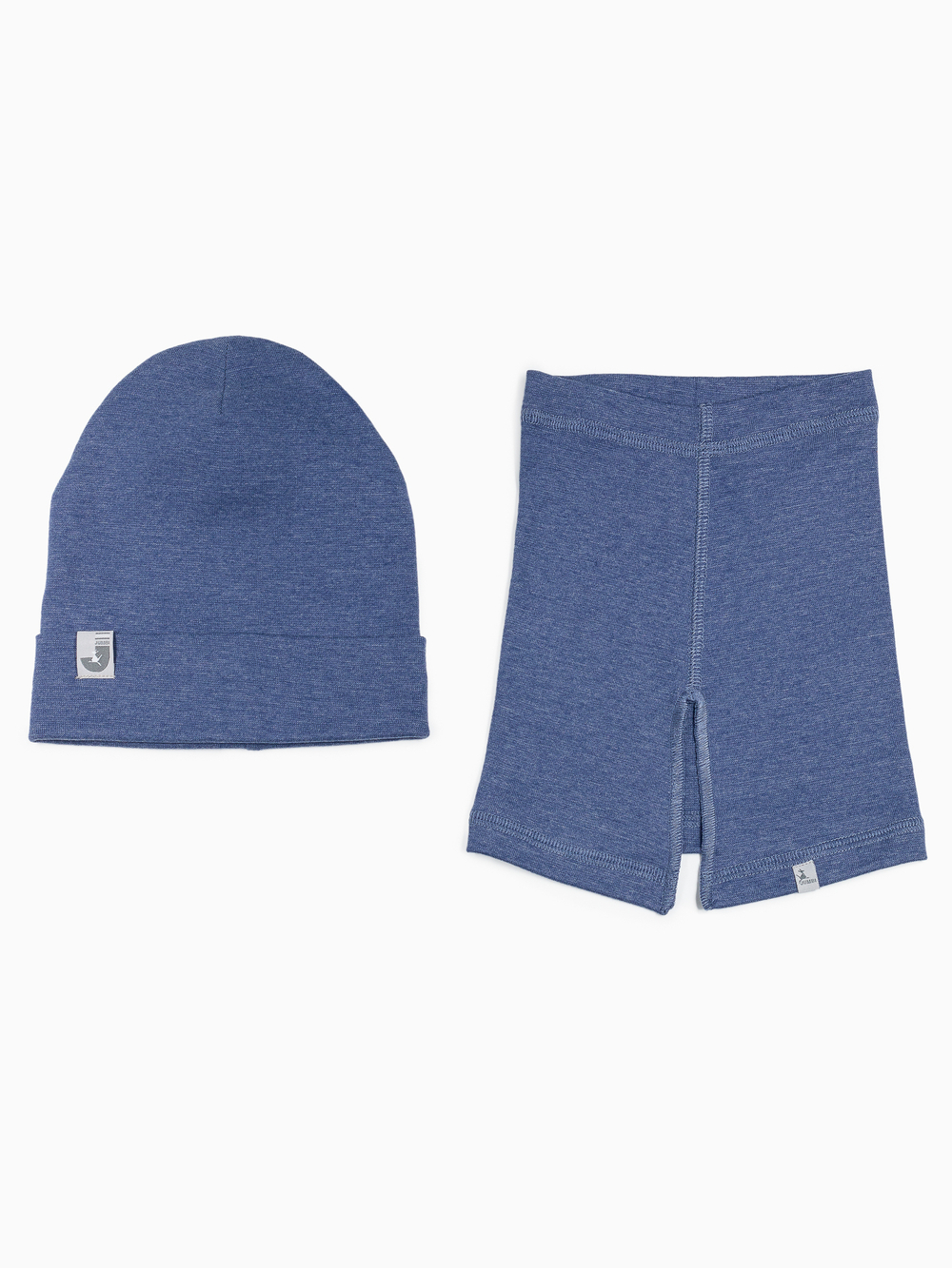 Комплект Шапка трикотажная + снуд (Синий меланж) РИО*